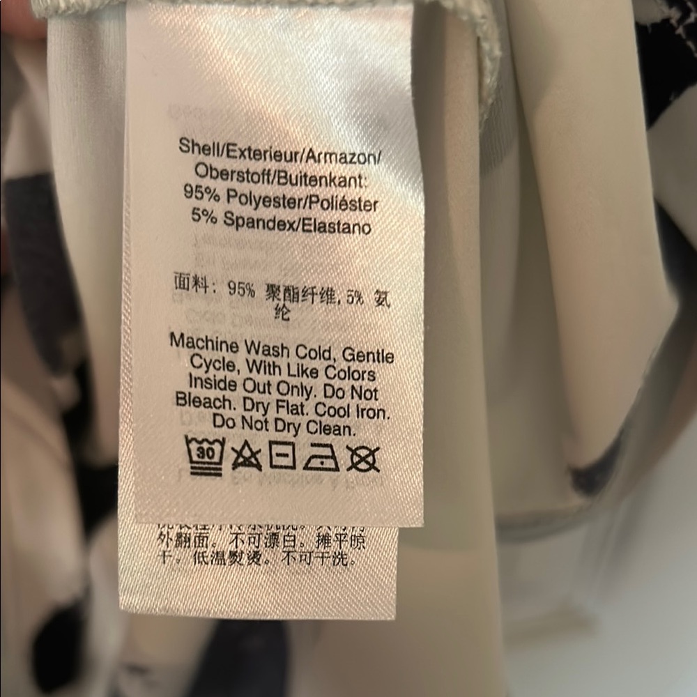 DKNY Black and White Asymmetrical Tie Front Blouse - Picture 4 of 4